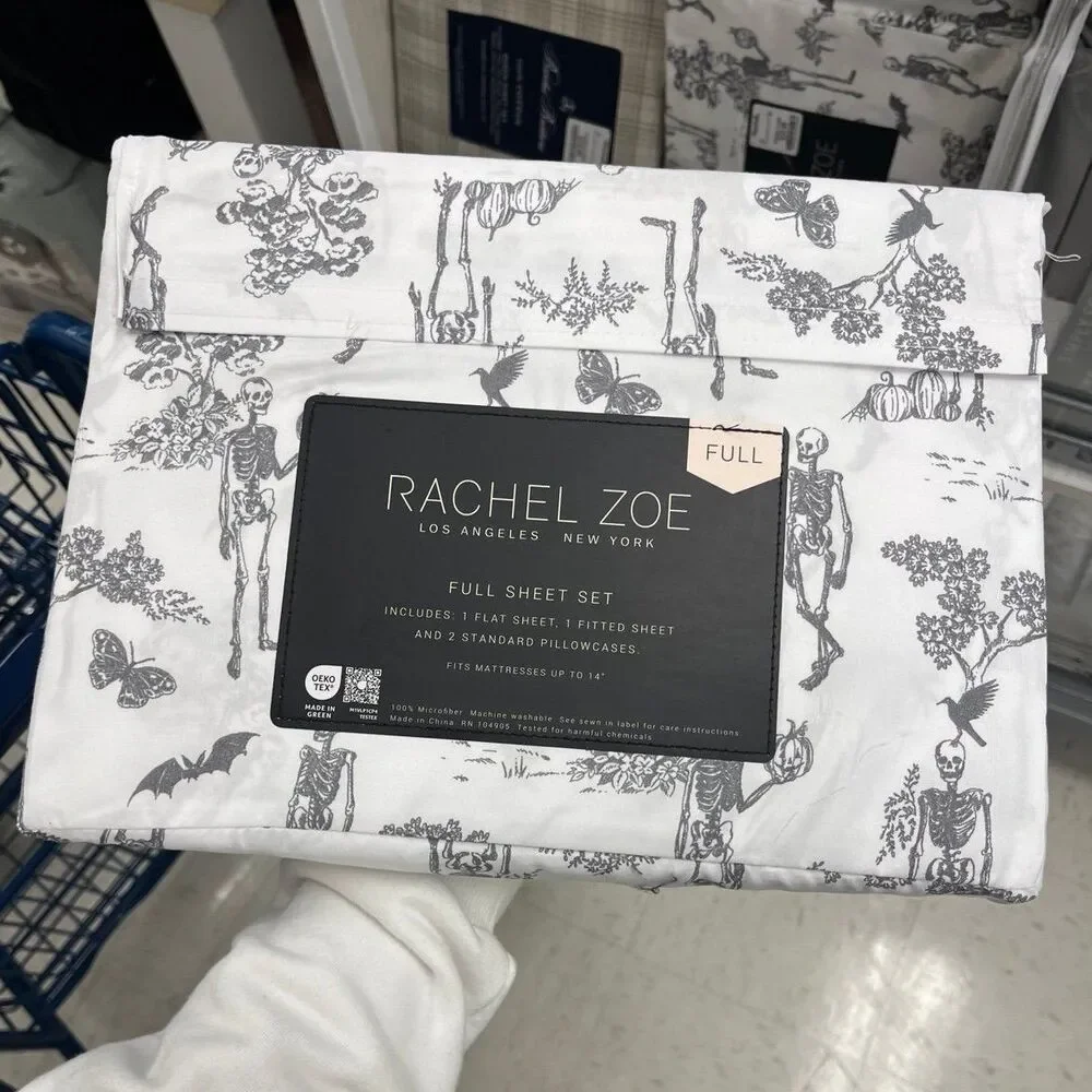 Rachel Zoe Halloween Skeleton Butterfly Pumpkin Sheet Set (Full)